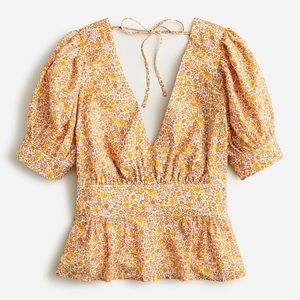 J. Crew Puff Sleeve Blouse in Scattered Blooms